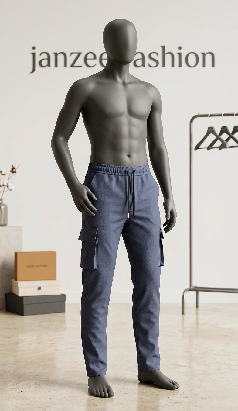 Men's grey warden Premium Cotton Cargo Trousers – Slim Fit Utility Pants for Men | Janzee Fashion