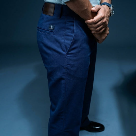 Premium Navy Blue Cotton Pants for Men | Slim Fit Casual Cotton Pants