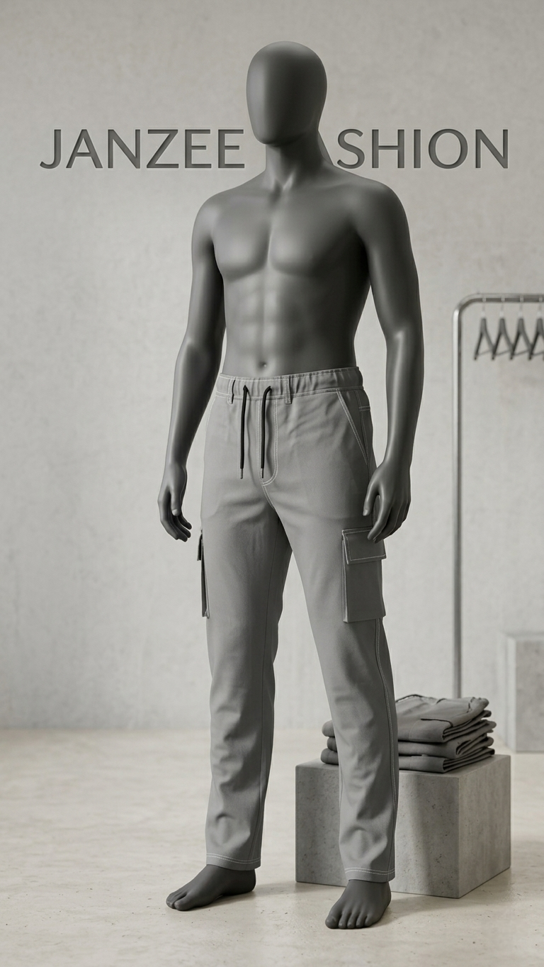 Men's grey Cargo Trousers Premium Cotton Slim Fit Utility Pants For Men