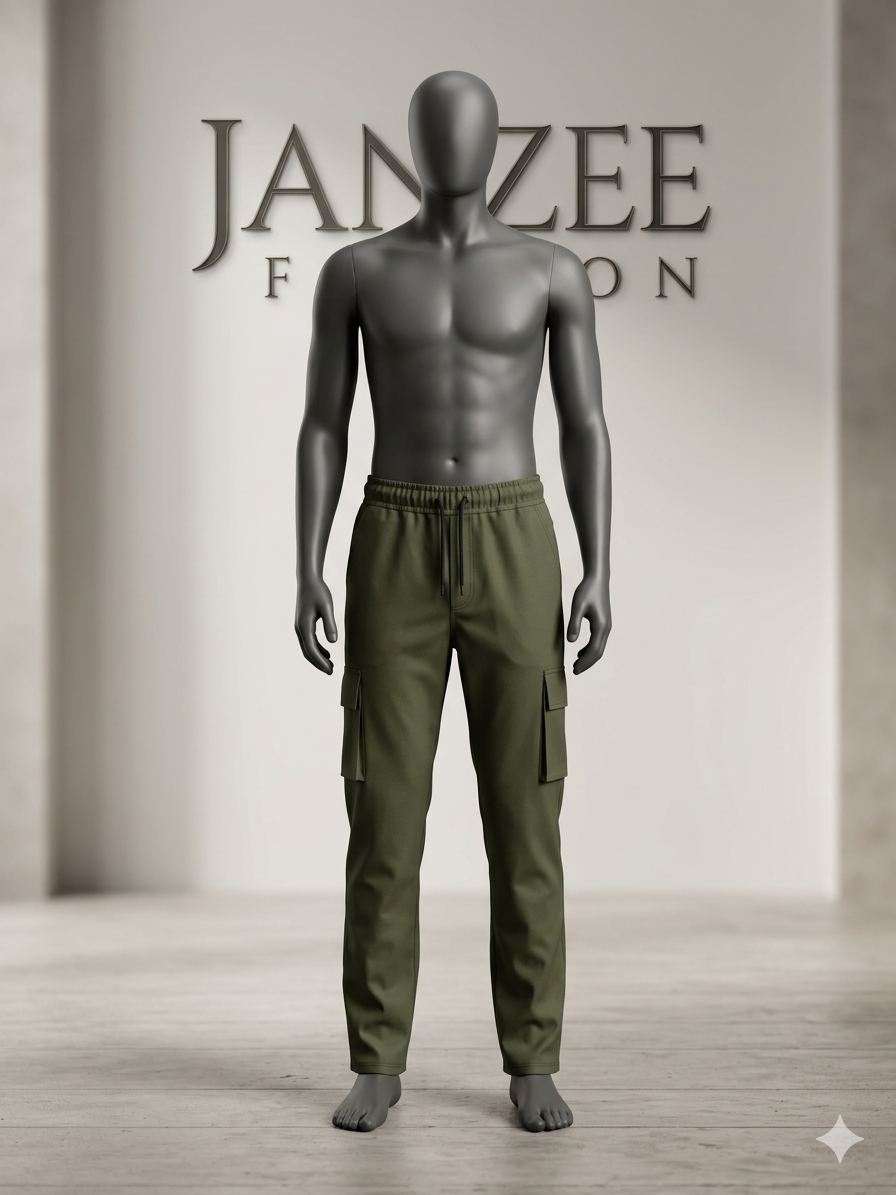 Men's olive green Cargo Trousers Premium Cotton Slim Fit Utility Pants For Men