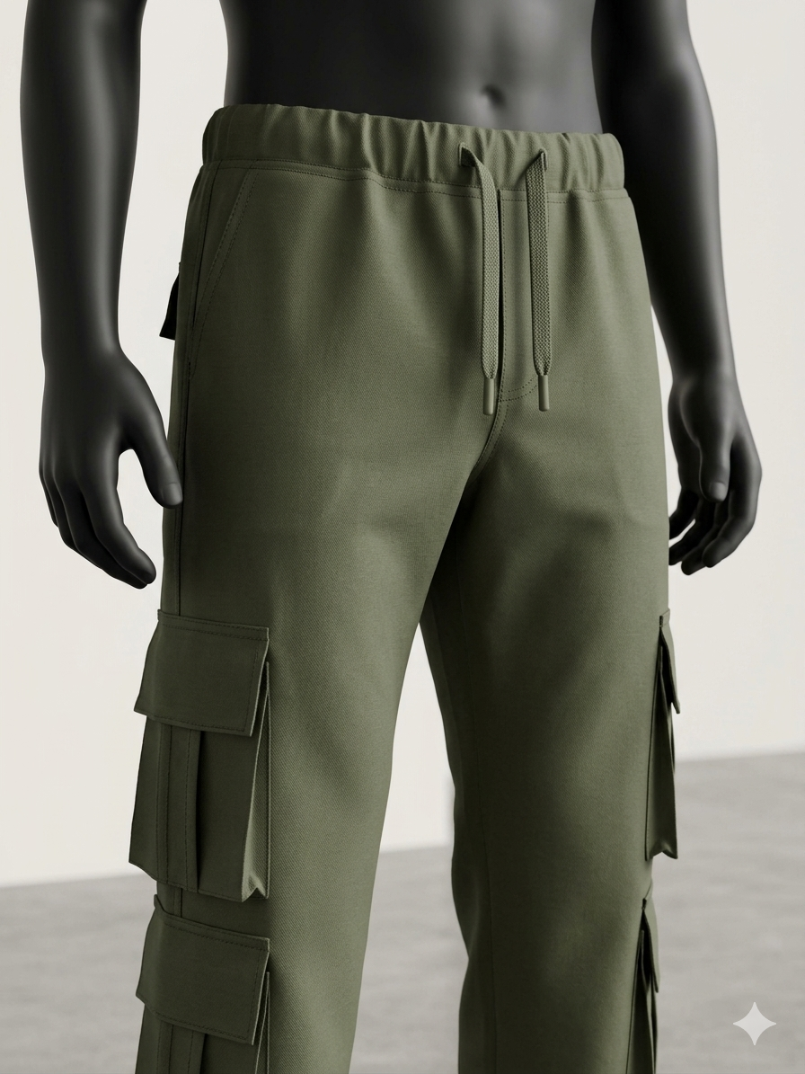 8 Pocket Men's olive green Premium Cotton Cargo Trousers – Slim Fit Utility Pants for Men | Janzee Fashion