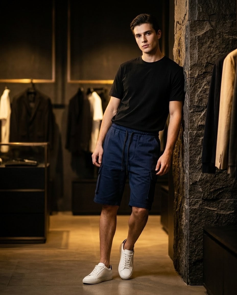 Janzee Oversized Heavyweight Cotton Baggy Cargo Shorts
